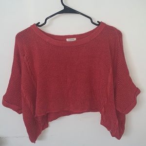 Women Pink Crochet Short Sleeve Top